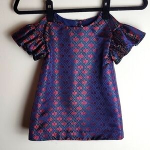 Janie and Jack metallic floral ruffle shift dress